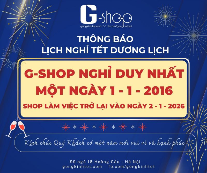 G-shop sẽ nghỉ lễ Một ngày Thứ Năm 1/1/2026