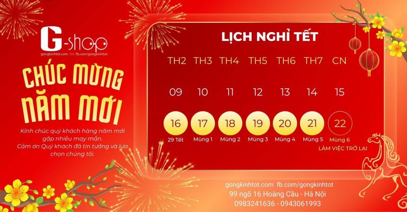 G-shop Chính thức nghỉ từ 29 Tết 