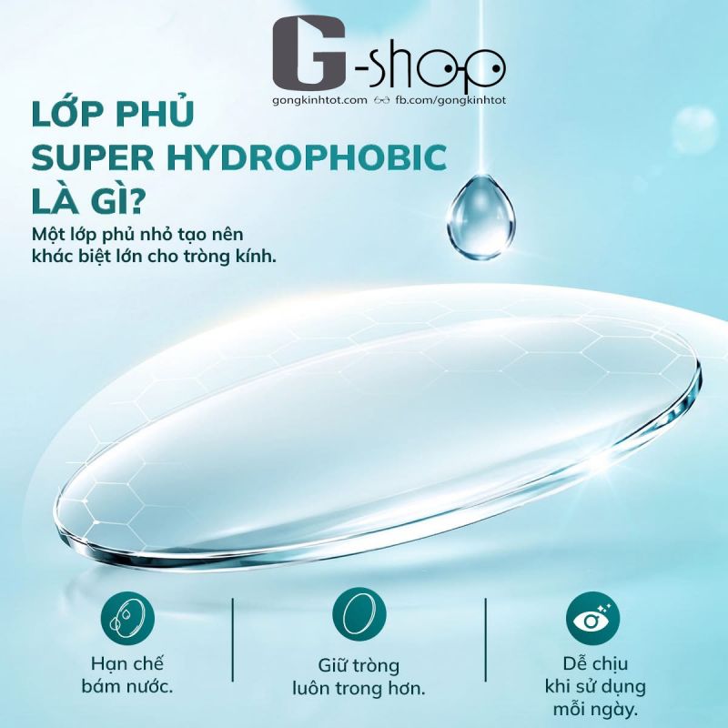 💧Cùng tìm hiểu lớp phủ Super Hydrophobic trên tròng kính cao cấp tại G-shop!